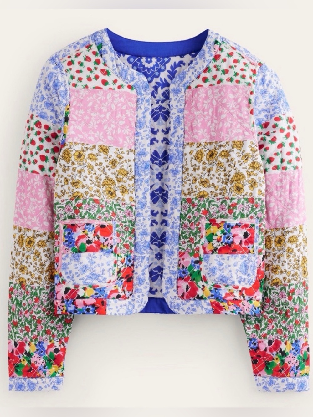 Boden Reversible Quilted Cotton Jacket Mixed Print Size 6 US NWT
